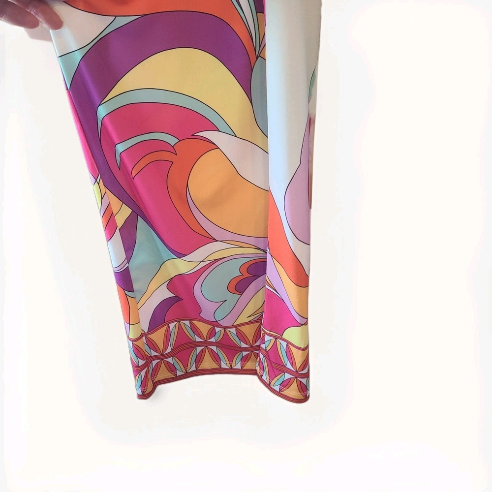 Boston Proper Womens‎ L Multicolor Floral 70s Retro Bright Palazzo Pants Trouser - Picture 2 of 5